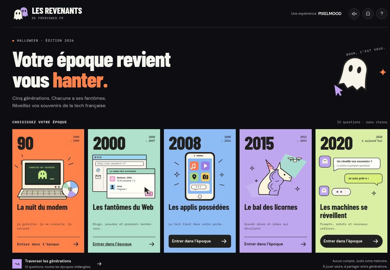 Les revenants de FRENCHWEB.FR interactive quiz interface